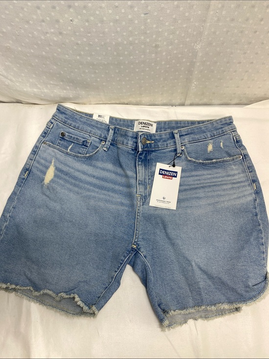 Denizen from Levi's Pants - Denizen from Levi's Faded Blue Frayed Hem Distressed Jean Shorts Mid Rise